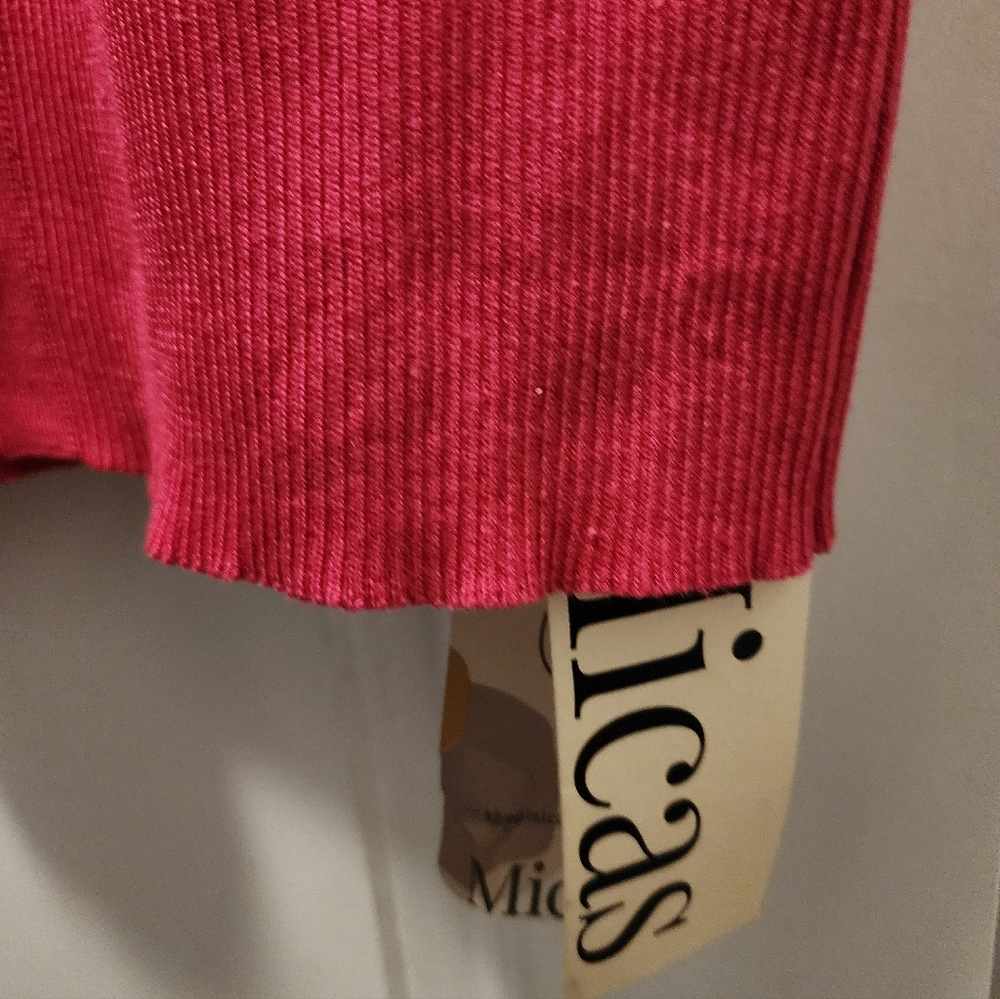 Fitted Button-Front Raspberry Midi Dress with Collar - Picture 4 of 10